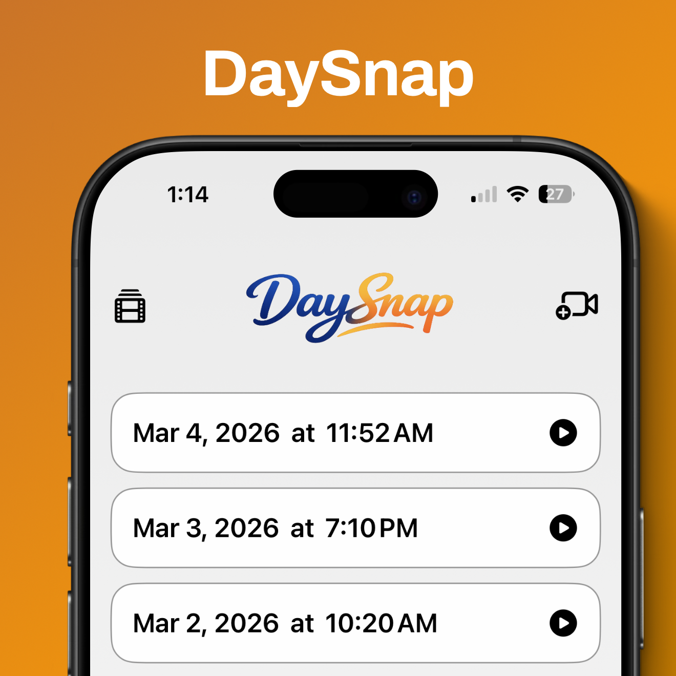 DaySnap app screen on iPhone